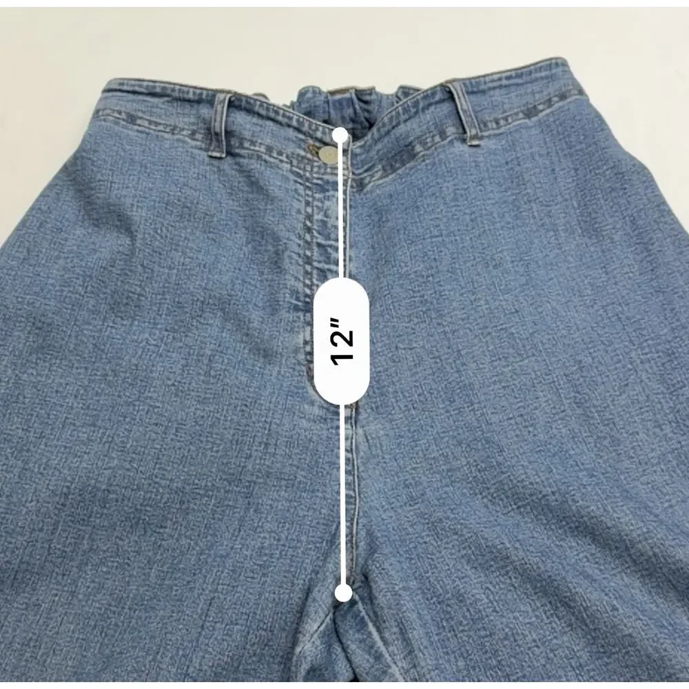 Lauren Jeans Co Wide Leg Jeans 18W Elastic Back Waist Stretch Light Wash Denim